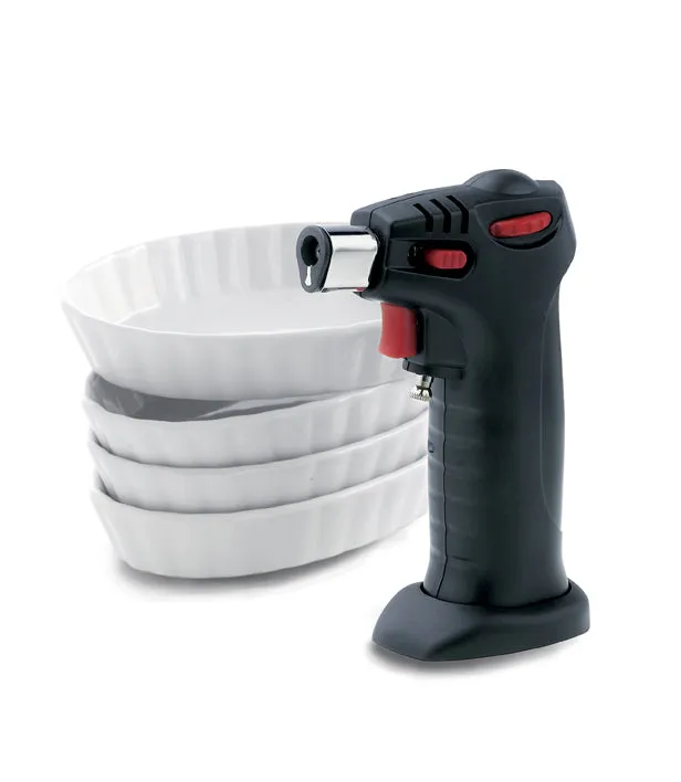 mastrad-cannello-da-cucina-4-ramequin-in-ceramica-set-5-pezzi-fiamma-regolabile image 1