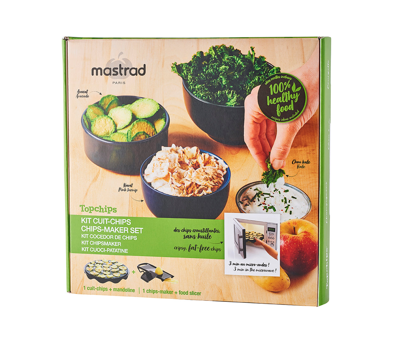 mastrad-topchips-set-produttore-di-chips-mandolina-vaschetta-per-chips-di-frutta image 4